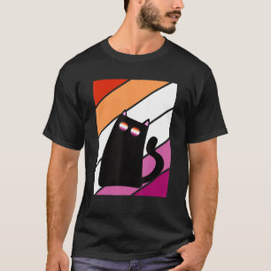 Katze mit stolzer Lesben-Flagge LGBTQ Stolz auf di T-Shirt