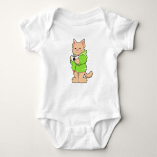 Katze mit Tasse Kaffee & Pajamas Baby Strampler