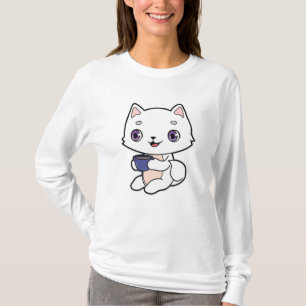 Katze mit Tasse Kaffee T-Shirt