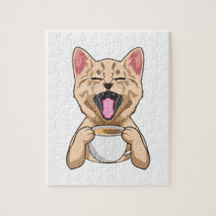 Katze mit Tasse Puzzle aus Kaffeepause