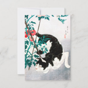 Katze mit Tomato-Pflanze (1931) Hiroaki Takahashi Einladung