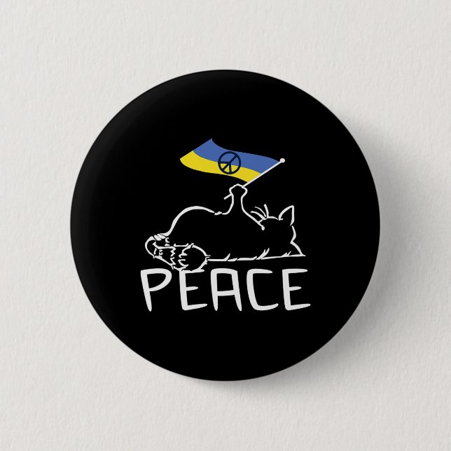 Katze mit Ukraine-Flagge  Button (Vorderseite)