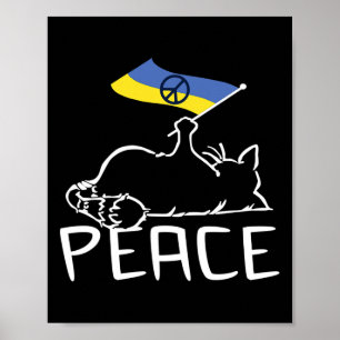 Katze mit Ukraine-Flagge Poster