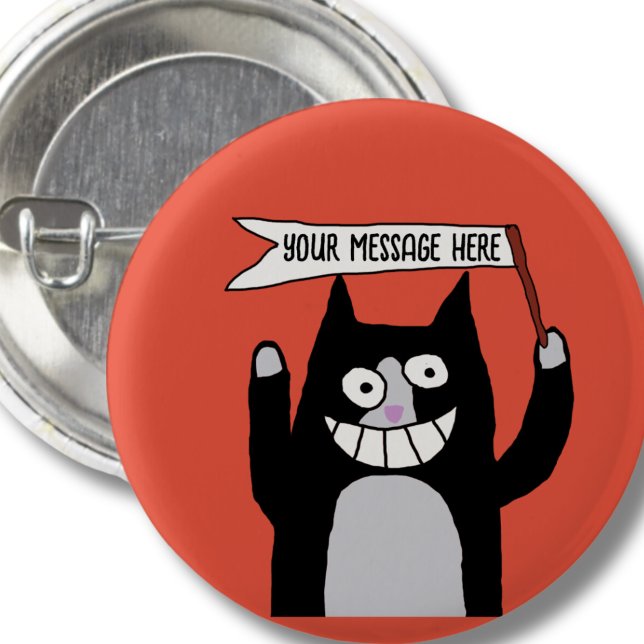 Katze mit Unterschrift Ihrer Nachricht Tuxedo Katz Button (Von Creator hochgeladen)