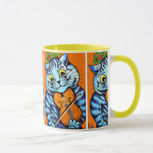 Katze mit Violine durch Schale Louis Wain Tasse
