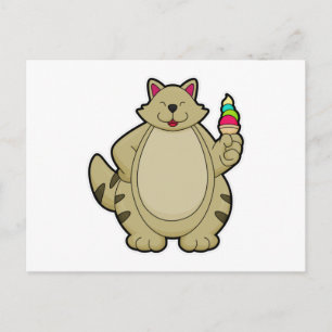 Katze mit Waffeleis Postkarte