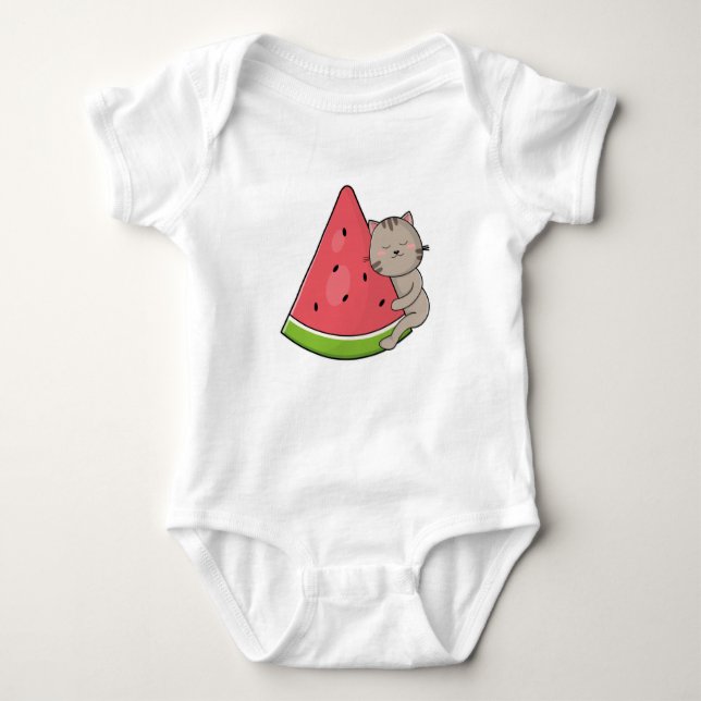 Katze mit Watermelon Baby Strampler (Vorderseite)