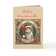 Katze mit Weihnachtsmannmütze Frohe Weihnachten Fo