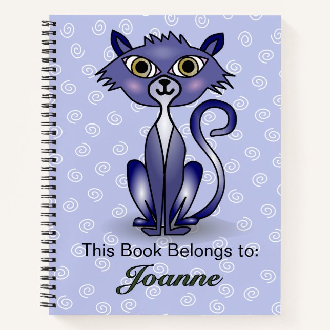 Katze mit weißem Swirt-HintergrundNotebook Notizbuch (Vorderseite)