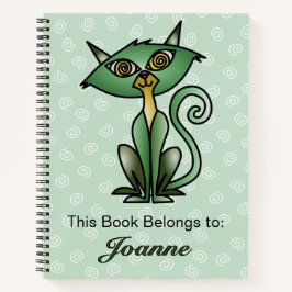 Katze mit weißem Swirt-HintergrundNotebook Notizbuch