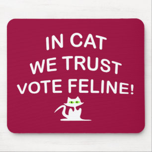 Katze mit weißem Text abstimmen Mousepad