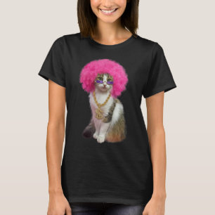 Katze mit Wig T-Shirt