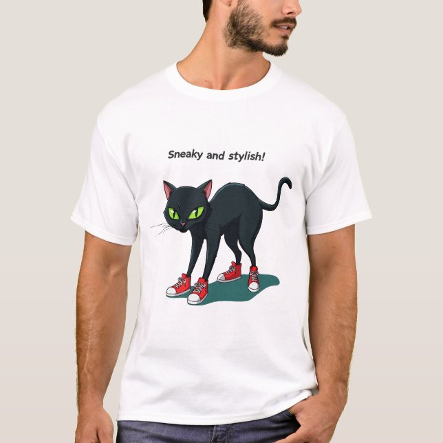 Katze mit winzigen Schnürsenkeln T-Shirt (Vorderseite)