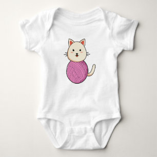 Katze mit Wollgarnkugel Baby Strampler