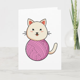 Katze mit Wollgarnkugel Karte