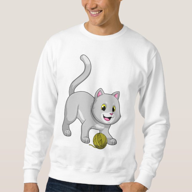 Katze mit Wollgarnkugel Sweatshirt (Vorderseite)