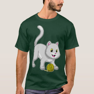Katze mit Wollgarnkugel T-Shirt