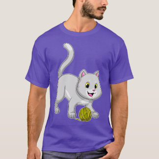 Katze mit Wollgarnkugel T-Shirt