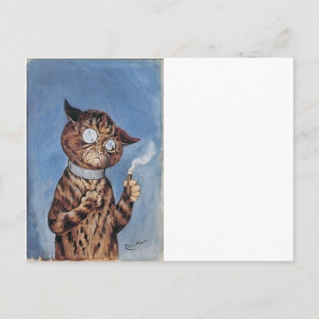 Katze mit Zigarre Postkarte (Vorderseite)