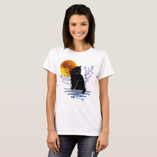 KATZE MOND IN BLÜTENBLUME SCHWARZE KATZEN LIEBHABE T-Shirt