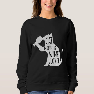 Katze Mutter Wein Weihnachten Frauen Katze und Wei Sweatshirt