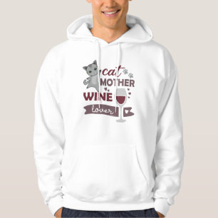 Katze Mutter Wine Lover Katzen Rote Liebe Hoodie