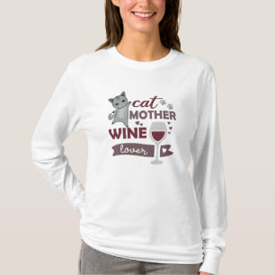 Katze Mutter Wine Lover Katzen Rote Liebe T-Shirt