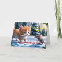 KATZE-N-MAUS-PERSONALISIERTE KID-CHRISTMAS-KARTE