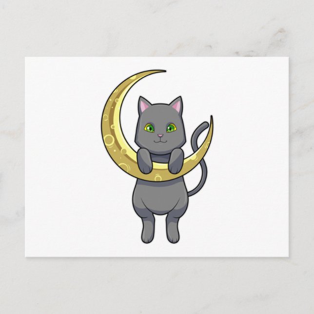 Katze Nacht Mond Postkarte (Vorderseite)