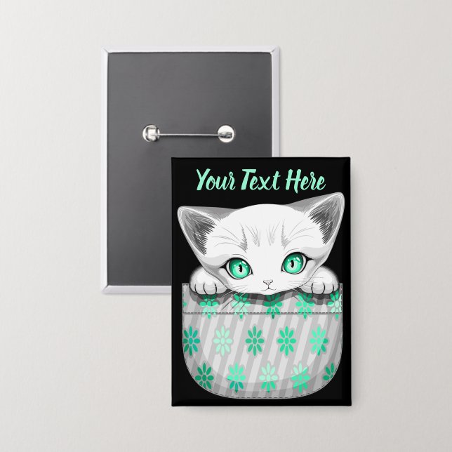Katze Niedlich und spielerisch aus einem Pocket Button (Vorderseite/Rückseite)