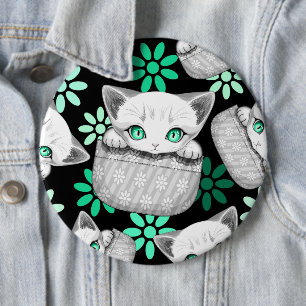 Katze Niedlich und spielerisch aus einem Pocket Button
