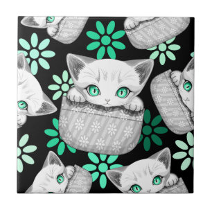 Katze Niedlich und spielerisch aus einem Pocket Fliese