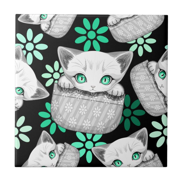 Katze Niedlich und spielerisch aus einem Pocket Fliese (Vorderseite)