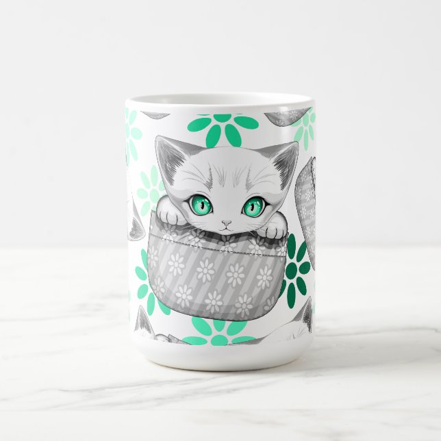 Katze Niedlich und spielerisch aus einem Pocket Kaffeetasse (Mittel)