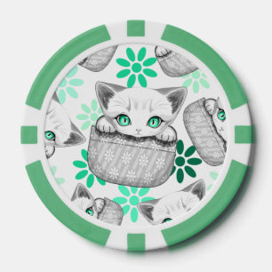 Katze Niedlich und spielerisch aus einem Pocket Pokerchips