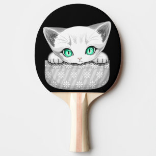 Katze Niedlich und spielerisch aus einem Pocket Tischtennis Schläger