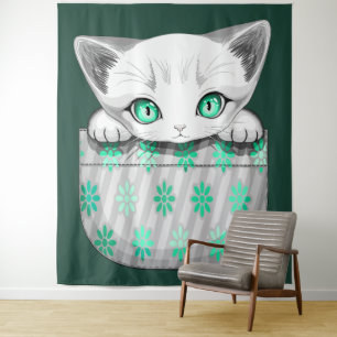 Katze Niedlich und spielerisch aus einem Pocket Wandteppich