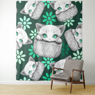 Katze Niedlich und spielerisch aus einem Pocket Wandteppich