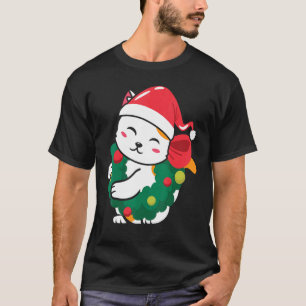 Katze  Niedliche Katze Weihnachtsmann Hut Weihnach T-Shirt