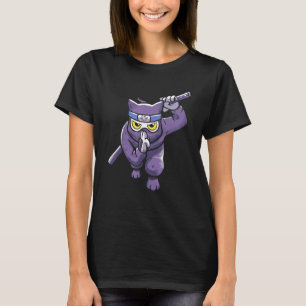 Katze Ninja Japan Kitsune Stil Japanischer Samurai T-Shirt