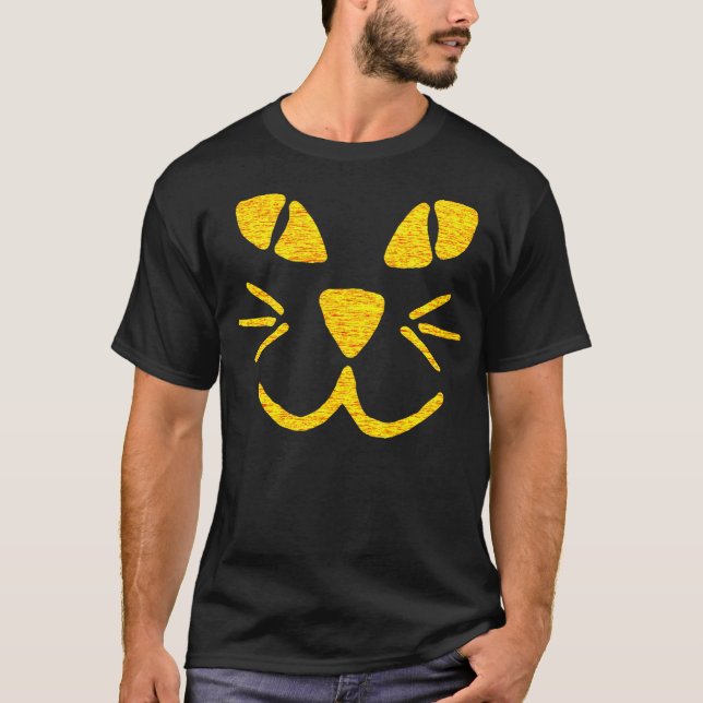 Katze-O-Laterne Kürbis-Gesichts-Dunkelheits-T - T-Shirt (Vorderseite)