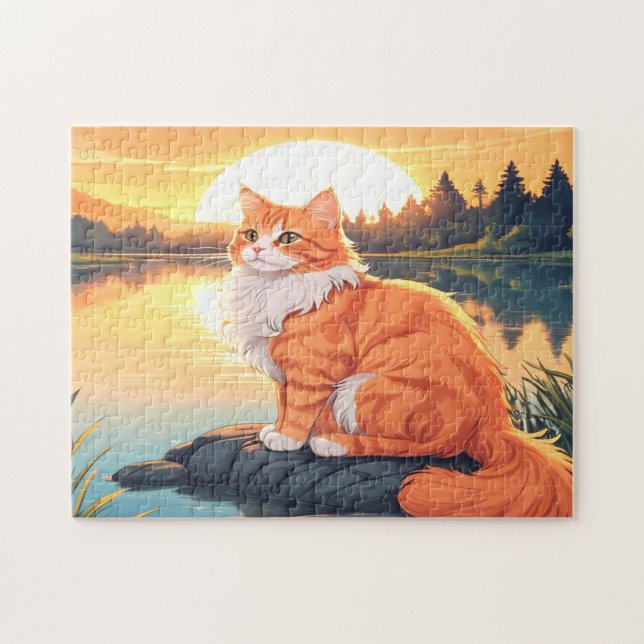 Katze Orange und Weiß Puzzle (Horizontal)