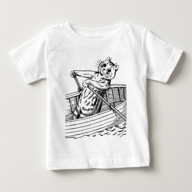 Katze paddeln das Boot, Louis Wain Baby T-shirt (Vorderseite)