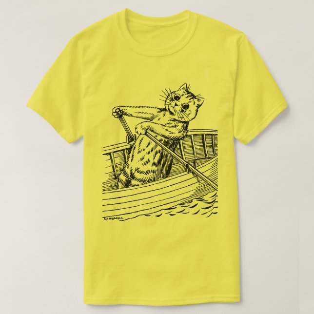 Katze paddeln das Boot, Louis Wain T-Shirt (Design vorne)