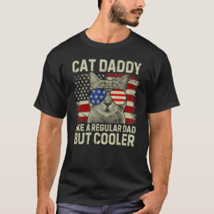 Katze Papa Daddy Vintage USA Amerikanische Flagge  T-Shirt