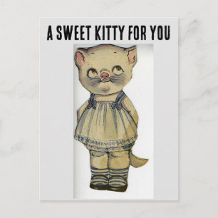 KATZE PAPIERPUPPE VINTAGE SÜSSE KATZE POSTKARTE