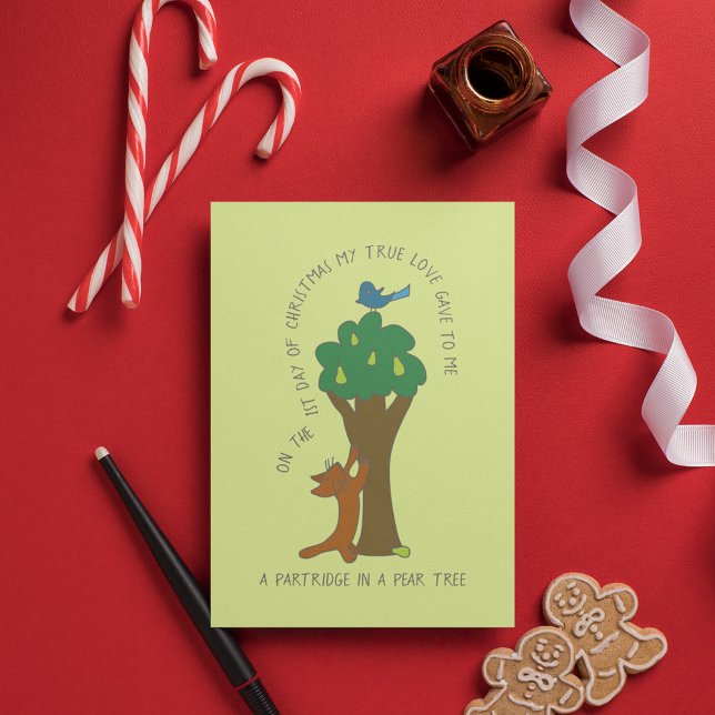Katze Partridge in einem Birnenbaum Weihnachten Postkarte (Von Creator hochgeladen)