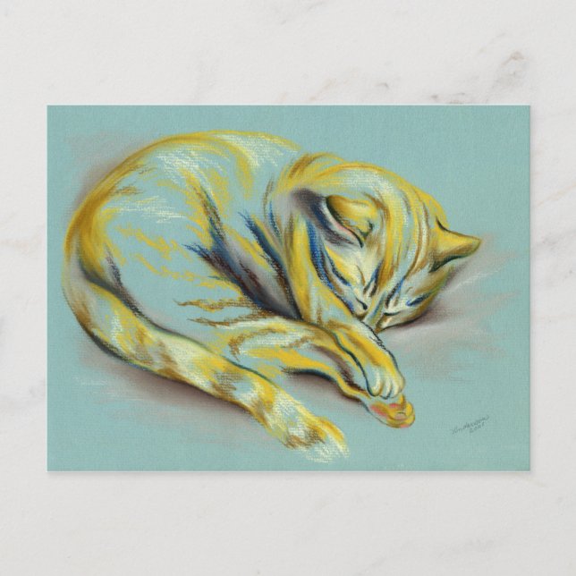 Katze Pastel - Schlaftablette Kitten Postkarte (Vorderseite)