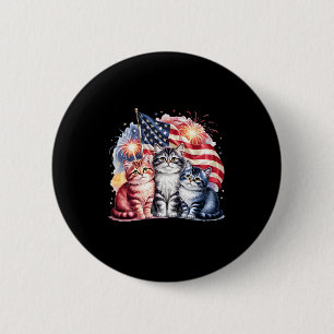 Katze Patriotisch Amerika Katzen USA-Flagge Feuerw Button