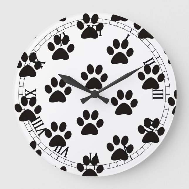 Katze Paw Prints römische Numerische Uhr (Vorderseite)